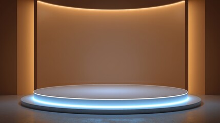 Modern illuminated podium for product display with ambient lighting and stage presentation