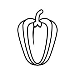 Simple outline drawing of a bell pepper isolated on white background