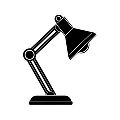 Black silhouette of an adjustable desk lamp isolated on white background