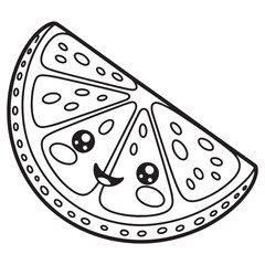 Cute Kawaii Watermelon Slice with Popsicle Stick – Summer Fruit Coloring Page