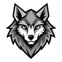 A stylized husky head with blue and gray details stands over a white background