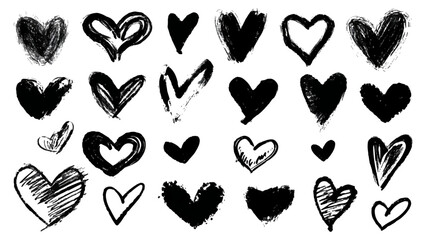  Hand drawn hearts collection. Heart doodles set. 