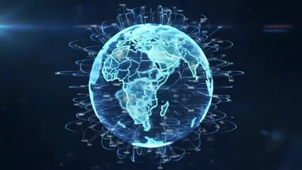 Global Data Flow: Animated Earth with Digital Network Connections - Powered by Adobe