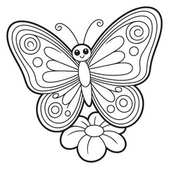 Cute Butterfly with Groovy Patterned Wings Coloring Page