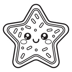 Smiling Kawaii Starfish with Sprinkles Coloring Page