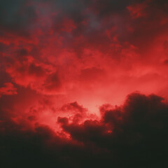 Epic red cloudy sky, Ambient music album artwork