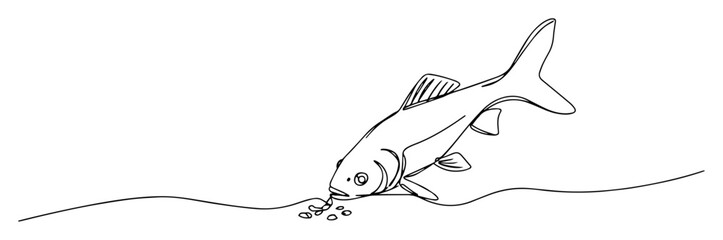 fish eating from seabed outline illustration