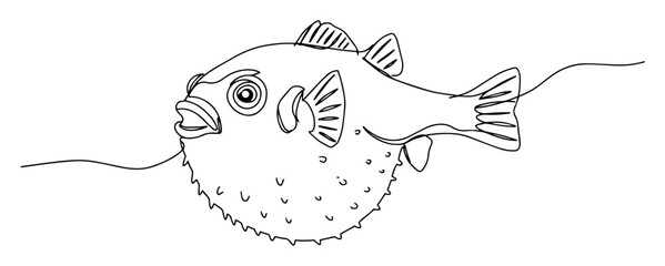 pufferfish underwater cartoon vector graphic
