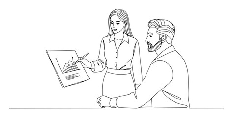 business team analyzing chart on tablet