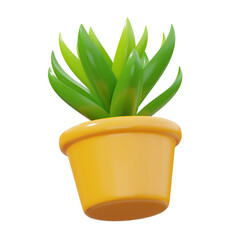 green and yellow Houseplants 3D Icon Illustration