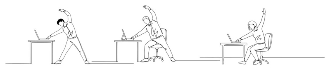 desk exercises office fitness routine drawing