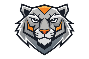 Fierce monochrome tiger face roars, featuring sharp geometric patterns and intense stylized details