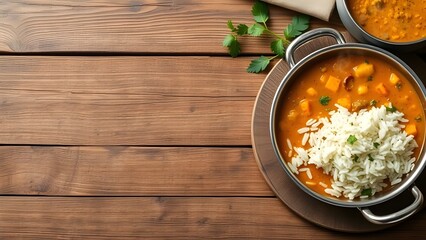 A hearty bowl of indian curry with rice, a flavorful and comforting meal