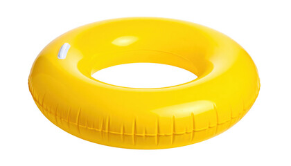Yellow inflatable swimming ring isolated on transparent background