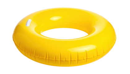 Yellow inflatable swimming ring isolated on transparent background