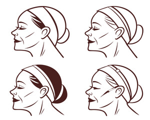 Elegant line art portraits of women showcasing beauty and sophistication with transparency