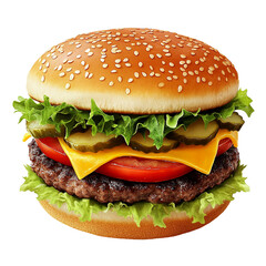 Juicy Cheeseburger: Isolated on Transparent PNG, High-Resolution 3D Render