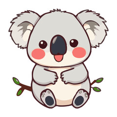 A happy joyful cute koala illustration cartoon character, Australia