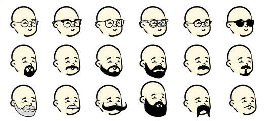 Friendly Bald Man Cartoon Avatar – Minimal Line Art Headshot