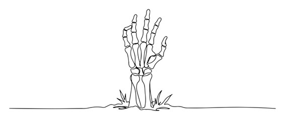 skeleton hand sticking out of ground