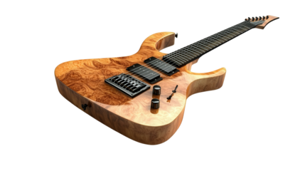 Unique custom-built electric guitar with unusual shape background isolated on a Transparent background, PNG file.