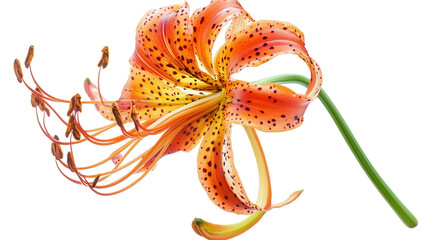 Vibrant orange tiger lily background isolated on a Transparent background, PNG file.