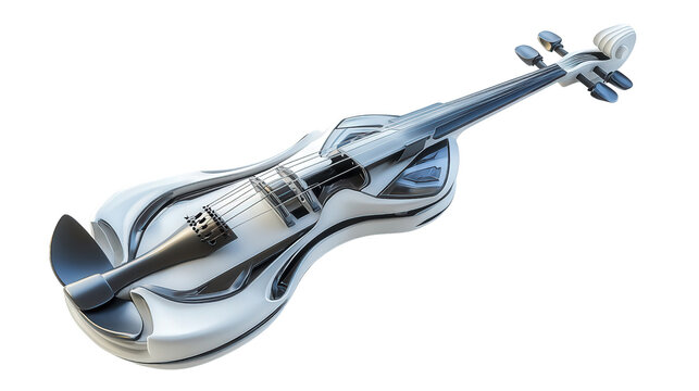 Unique electric violin with futuristic design background isolated on a Transparent background, PNG file.
