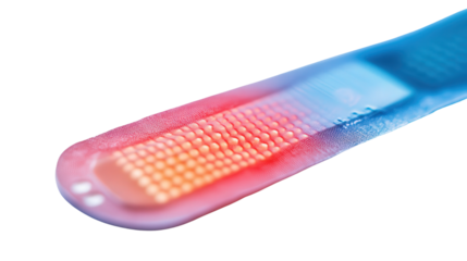 Wearable body temperature patch, background isolated on a Transparent background, PNG file.