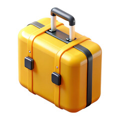 3d yellow suitcase with black accents isolated on transparent background