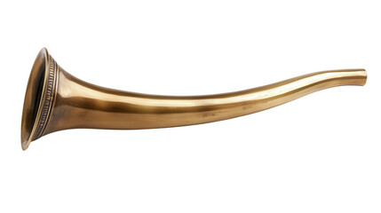 Fototapeta premium Vintage brass bugle with smooth curves background isolated on a Transparent background, PNG file.