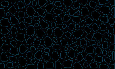 A pattern composed of irregular, shapeless outlines on a black background