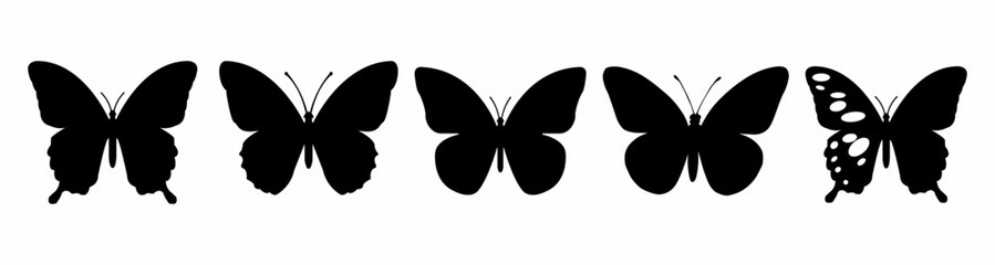 Butterfly Silhouettes Vector,Set of vector illustrations of butterfly silhouettes is a collection of butterfly silhouettes for arrival plans, motifs, cards and designs.