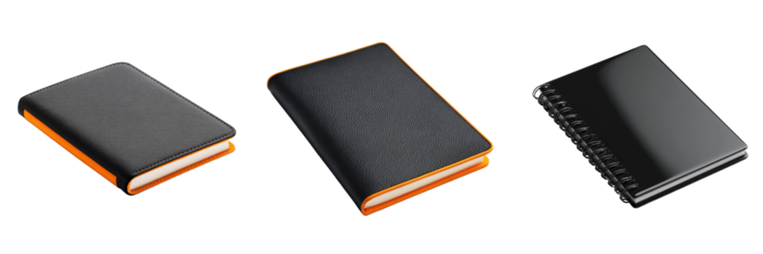 Sophisticated notebooks collection showcasing organization, planning, and documentation, symbolizing professional productivity and creative development tools