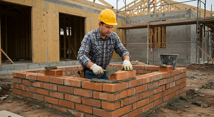 Bricklayer at Construction Site