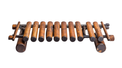 Vintage vibraphone with metal bars background isolated on a Transparent background, PNG file.