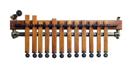 Vintage vibraphone with metal bars background isolated on a Transparent background, PNG file.