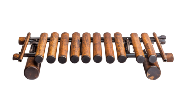 Vintage vibraphone with metal bars background isolated on a Transparent background, PNG file.
