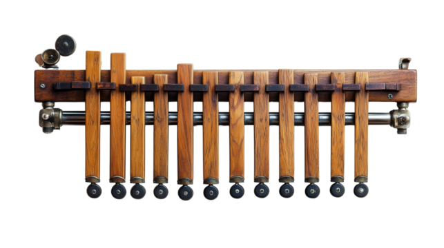 Vintage vibraphone with metal bars background isolated on a Transparent background, PNG file.