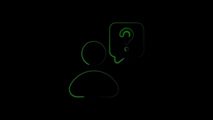 Silhouette of a person with question mark in speech bubble concept representing doubt
