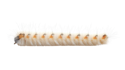 White-marked tussock moth caterpillar background isolated on a Transparent background, PNG file.