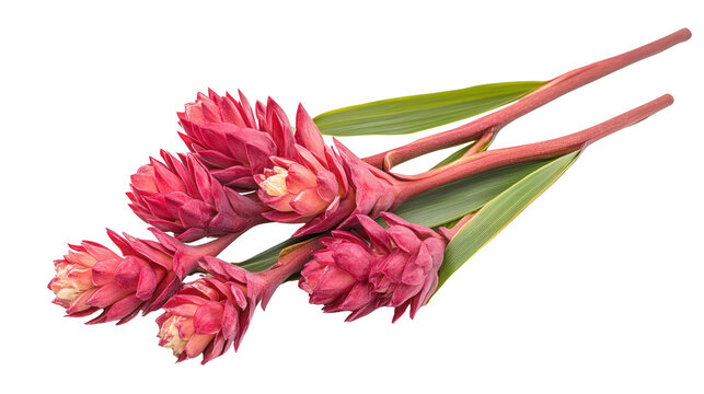 Wild Amazonian ginger Alpinia purpurata background isolated on a Transparent background, PNG file.