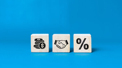 Wooden cube block with Concept of loan