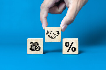 Wooden cube block with Concept of loan