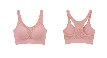 Soft pink sports bra designed for comfort and support, displayed from front and back, ideal for activewear promotions
