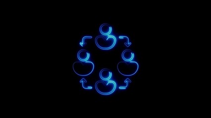 Neon illustration of teamwork collaboration communication and people working together