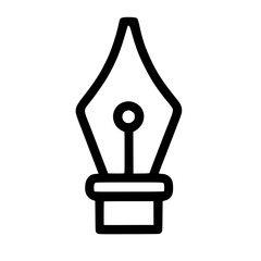 Minimalist Outline Fountain Pen Nib Writing Instrument Education Icon