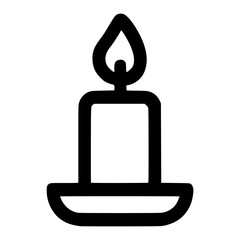 Simple Line Drawing Candle Flame Light Glowing Icon Symbol