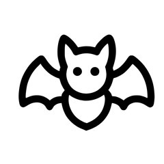 Simple Line Art Bat Icon for Halloween and Spooky Theme Design