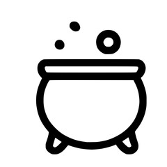 Outline Simple Cauldron Witch Magic Pot Icon for Halloween Celebration
