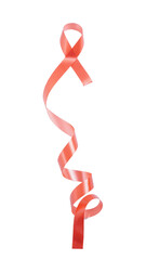 HIV AIDS awareness concept with long curly red ribbon isolated on white background